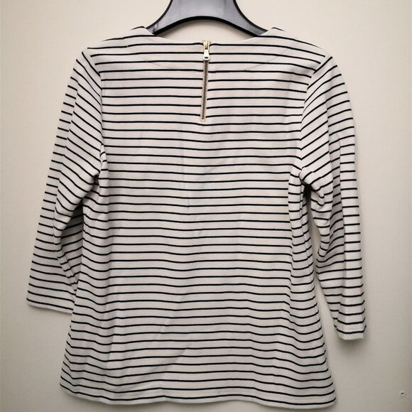 NWOT Talbots Long Sleeve Red/Blue Stripe Ponte Knit Top Size M - Picture 2 of 2